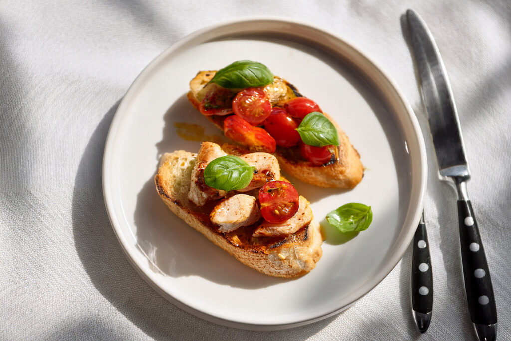No Red Meat Bruschetta with Grilled Chicken
