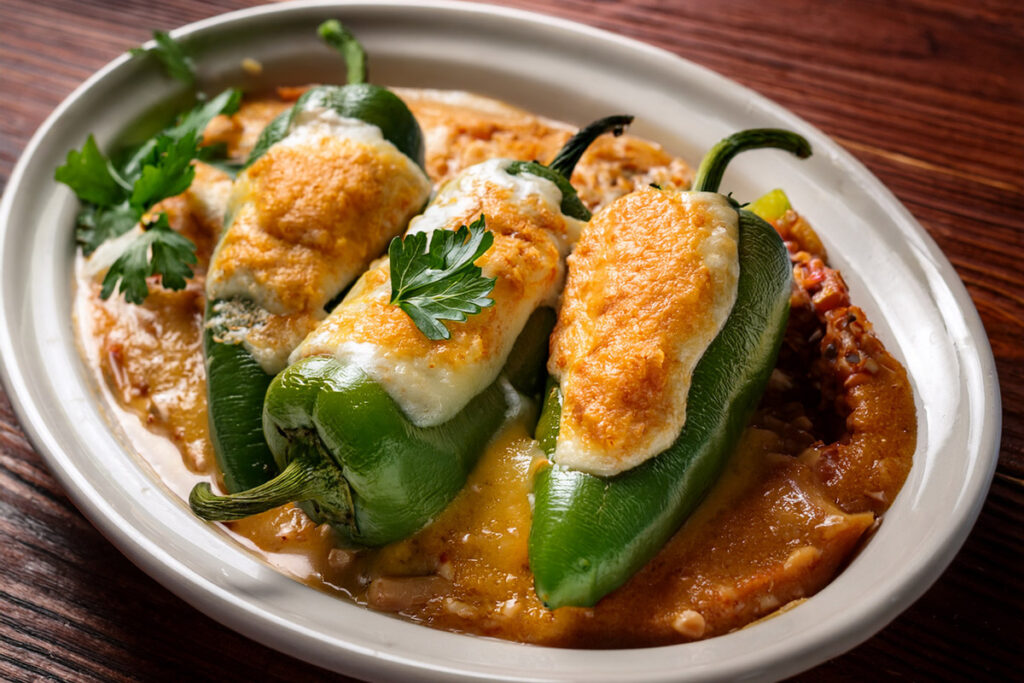 Chicken & Cheese Stuffed Poblano Peppers